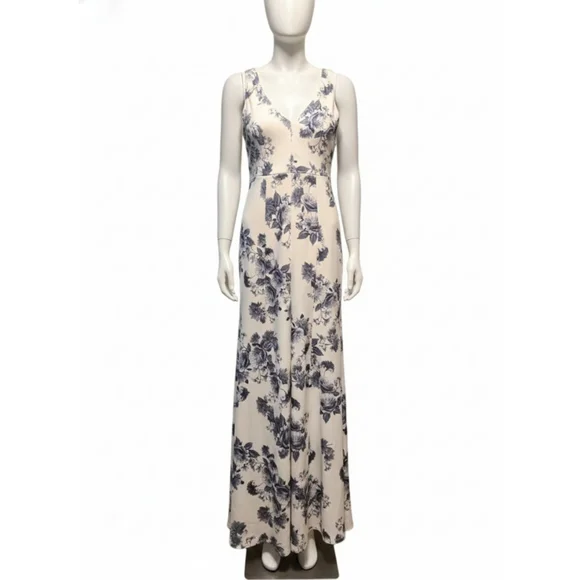 B Smart Juniors 9 Beige Blue Floral Maxi Dress - Picture 8 of 10